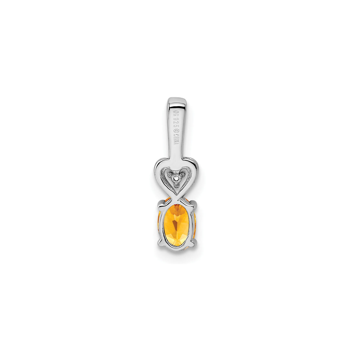 Sterling Silver Heart Pendant with Oval Citrine and Diamond Accents, Romantic Jewelry for Women