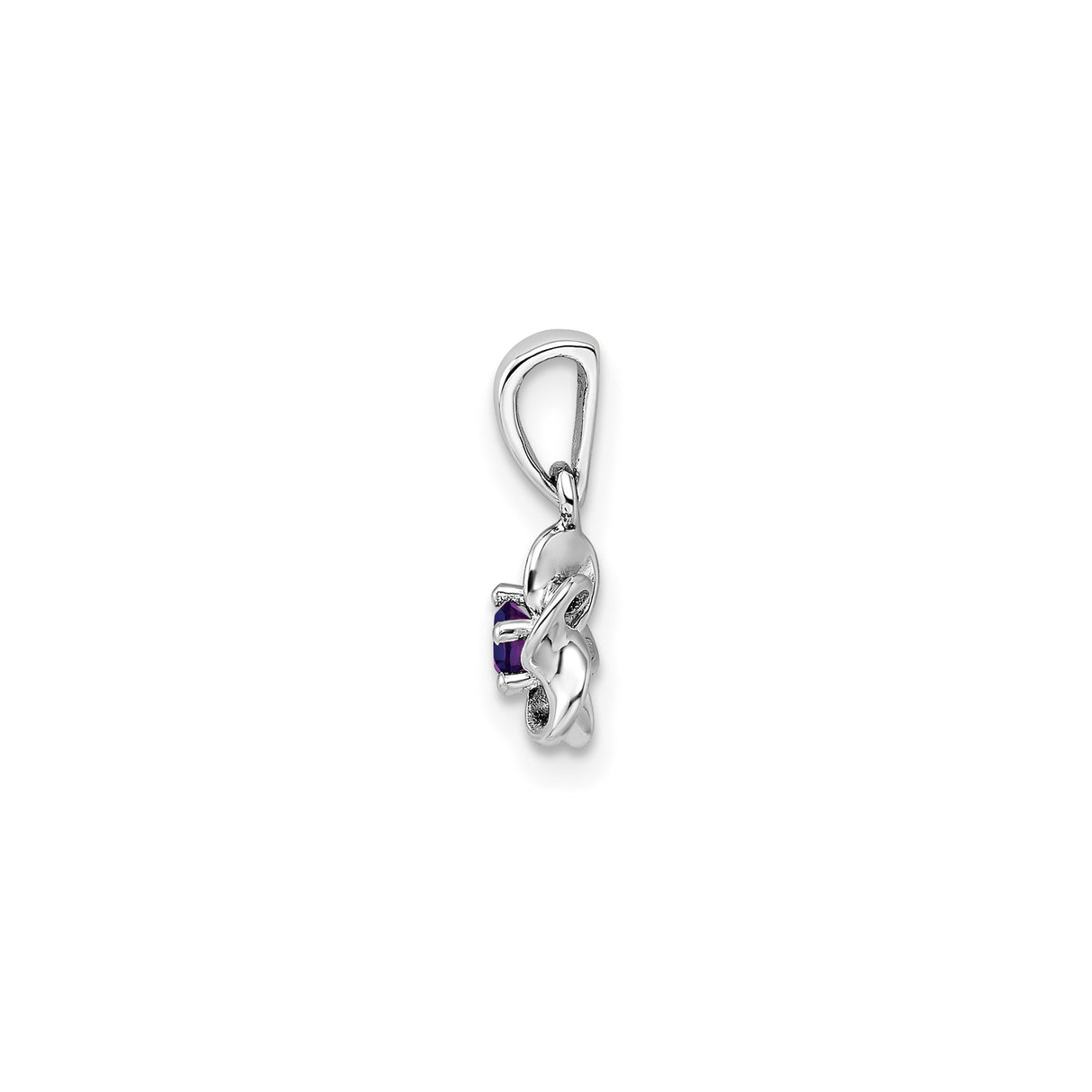 Sterling Silver Flower Pendant with Round Amethyst Center and Six-Petal Floral Design