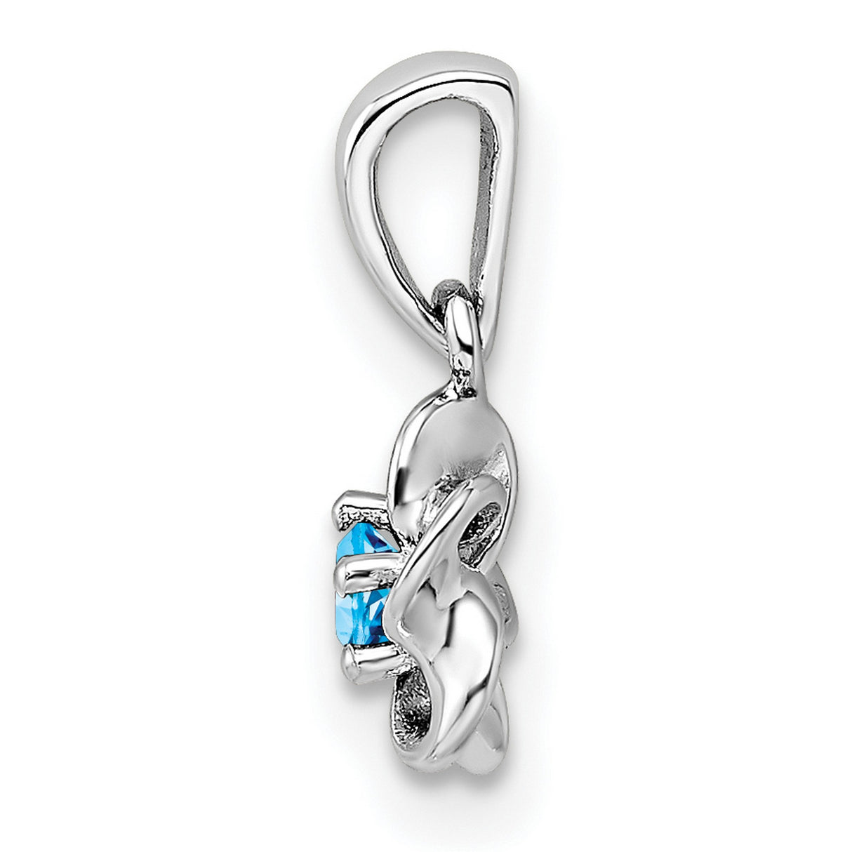 Floral Blue Topaz Charm Pendant in Real 925 Sterling Silver