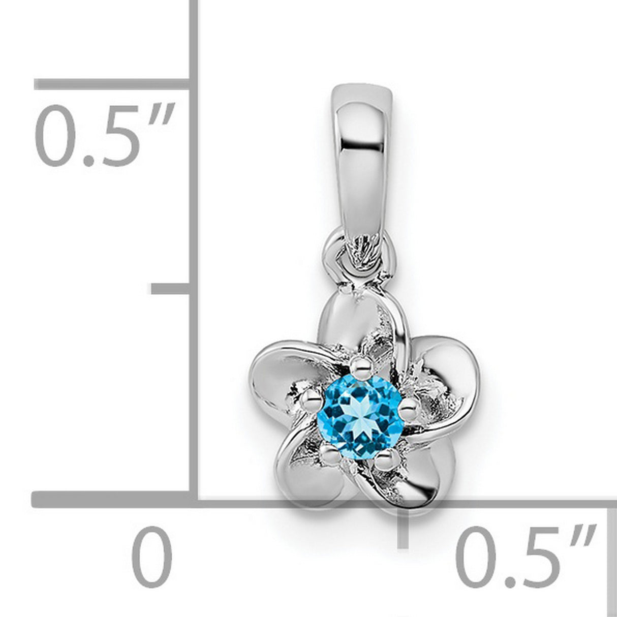 Floral Blue Topaz Charm Pendant in Real 925 Sterling Silver