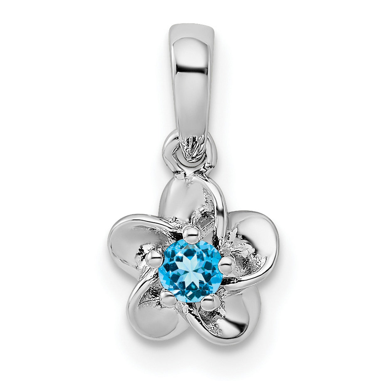 Floral Blue Topaz Charm Pendant in Real 925 Sterling Silver