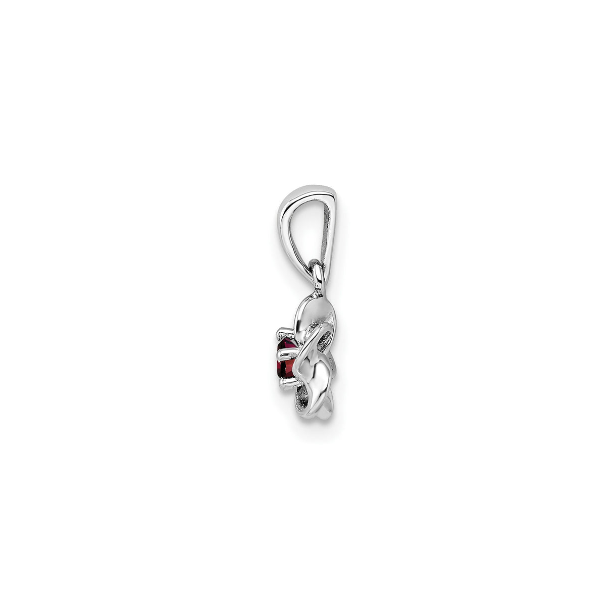 Sterling Silver Flower Pendant with Garnet, Six Petal Floral Design, Botanical Jewelry for Women