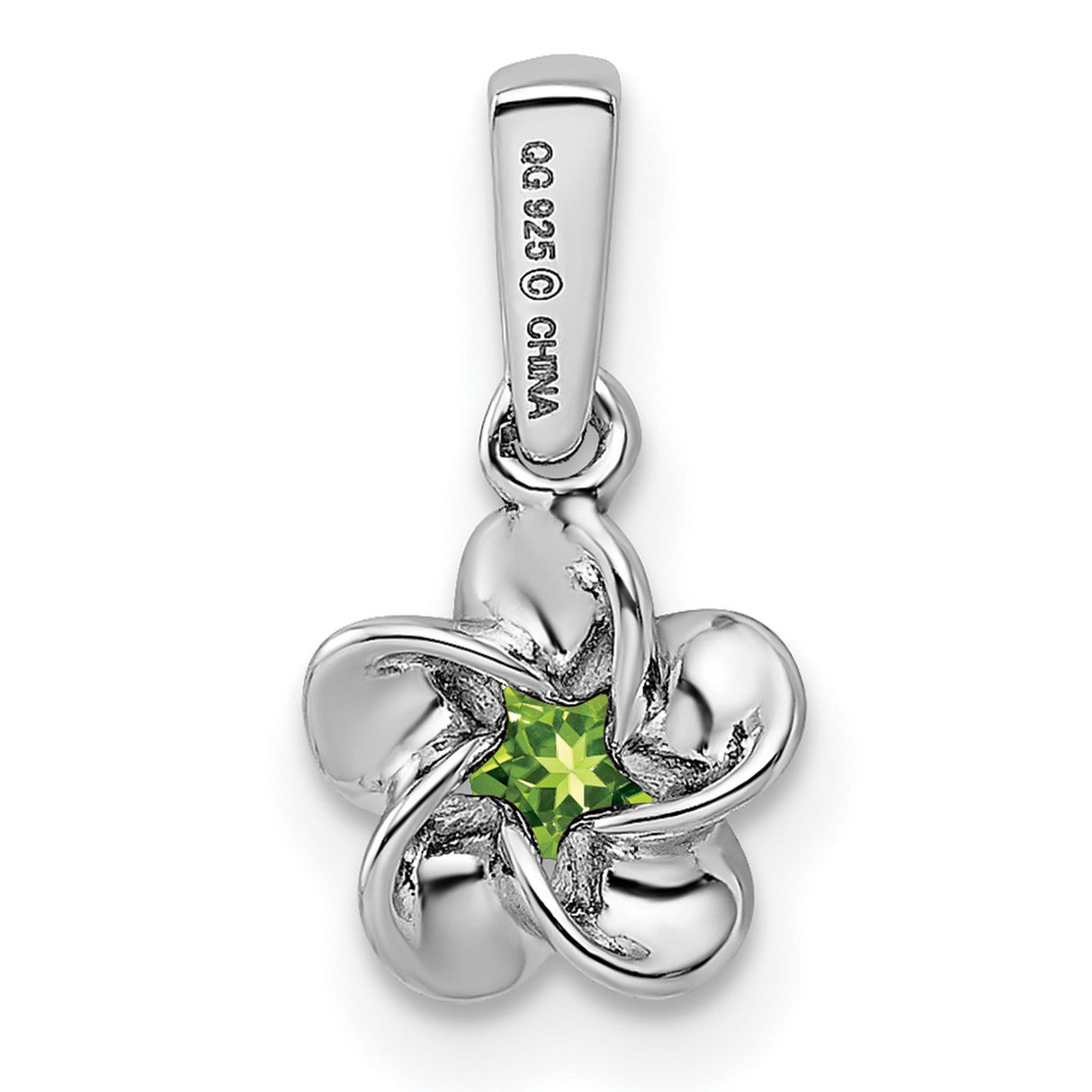 Floral Peridot Charm Pendant in Real 925 Sterling Silver