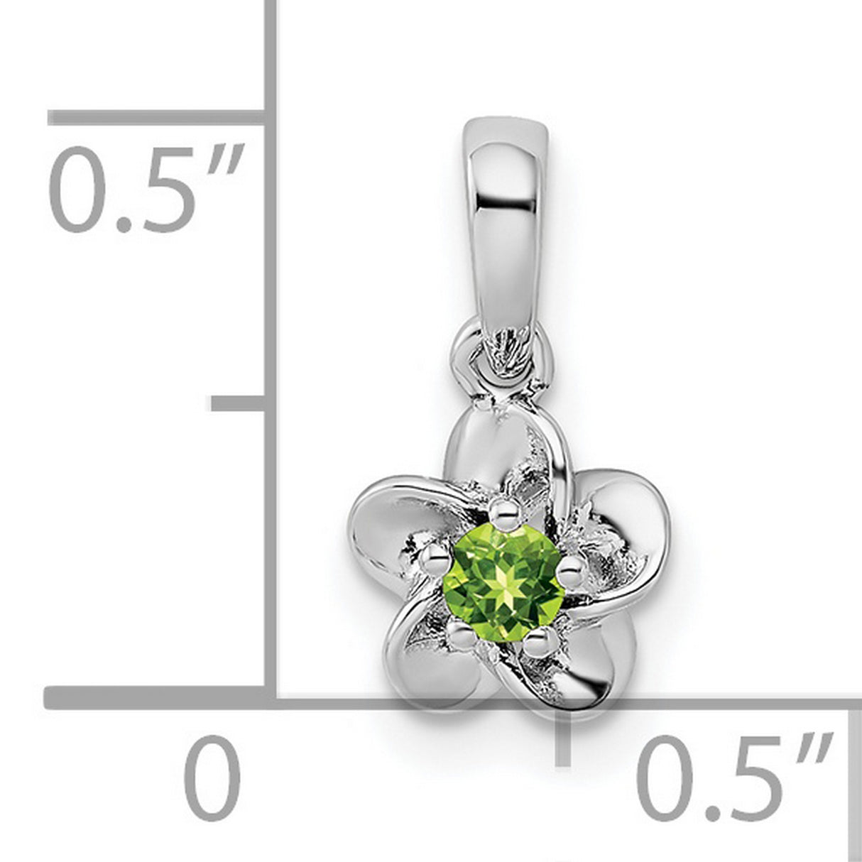 Floral Peridot Charm Pendant in Real 925 Sterling Silver