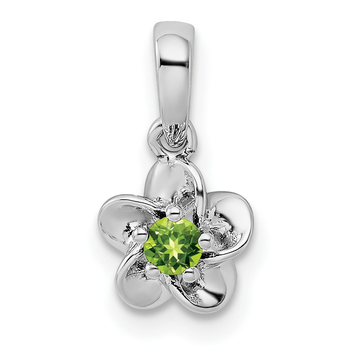 Floral Peridot Charm Pendant in Real 925 Sterling Silver