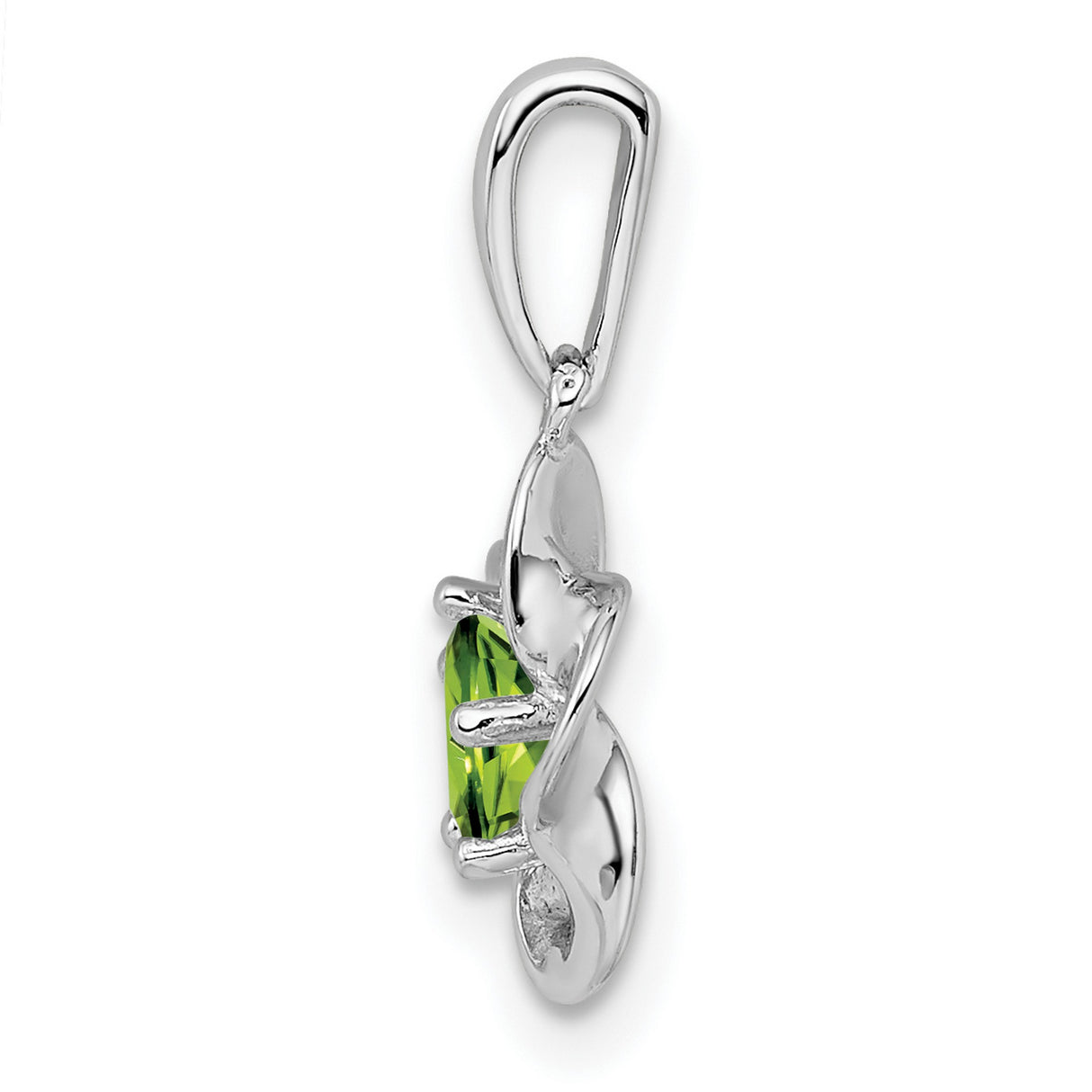 Floral Peridot Charm Pendant in Real 925 Sterling Silver