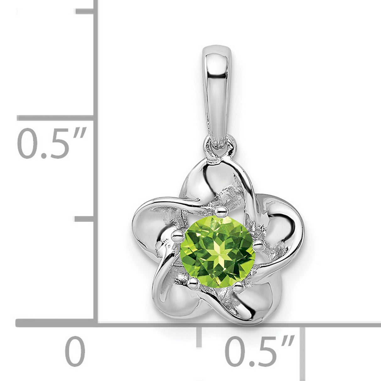 Floral Peridot Charm Pendant in Real 925 Sterling Silver