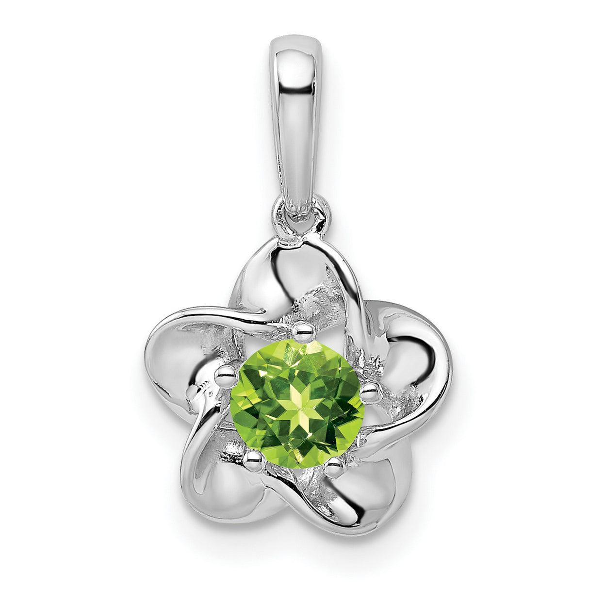 Floral Peridot Charm Pendant in Real 925 Sterling Silver