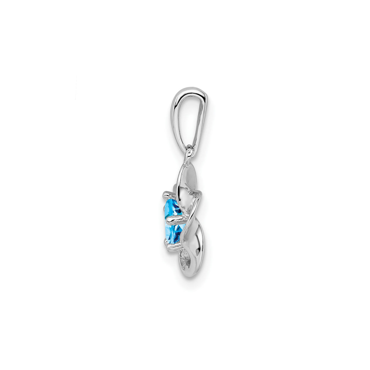 Sterling Silver Flower Pendant with Swiss Blue Topaz, Petal-Inspired Botanical Design
