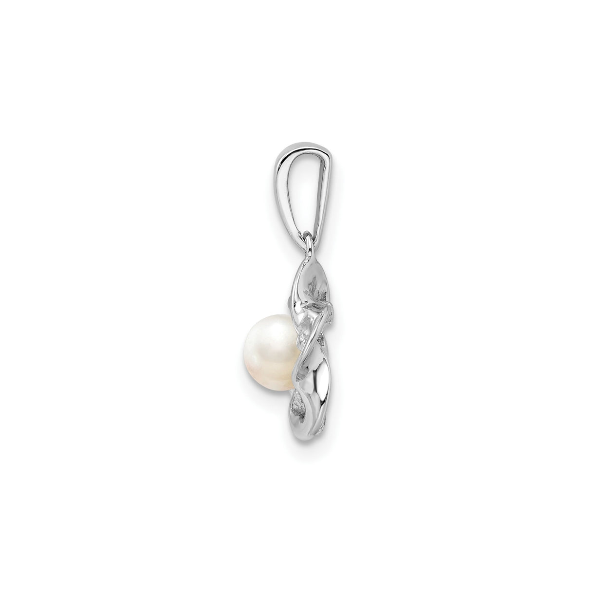 Floral FWC Pearl Charm Pendant in Real 925 Sterling Silver