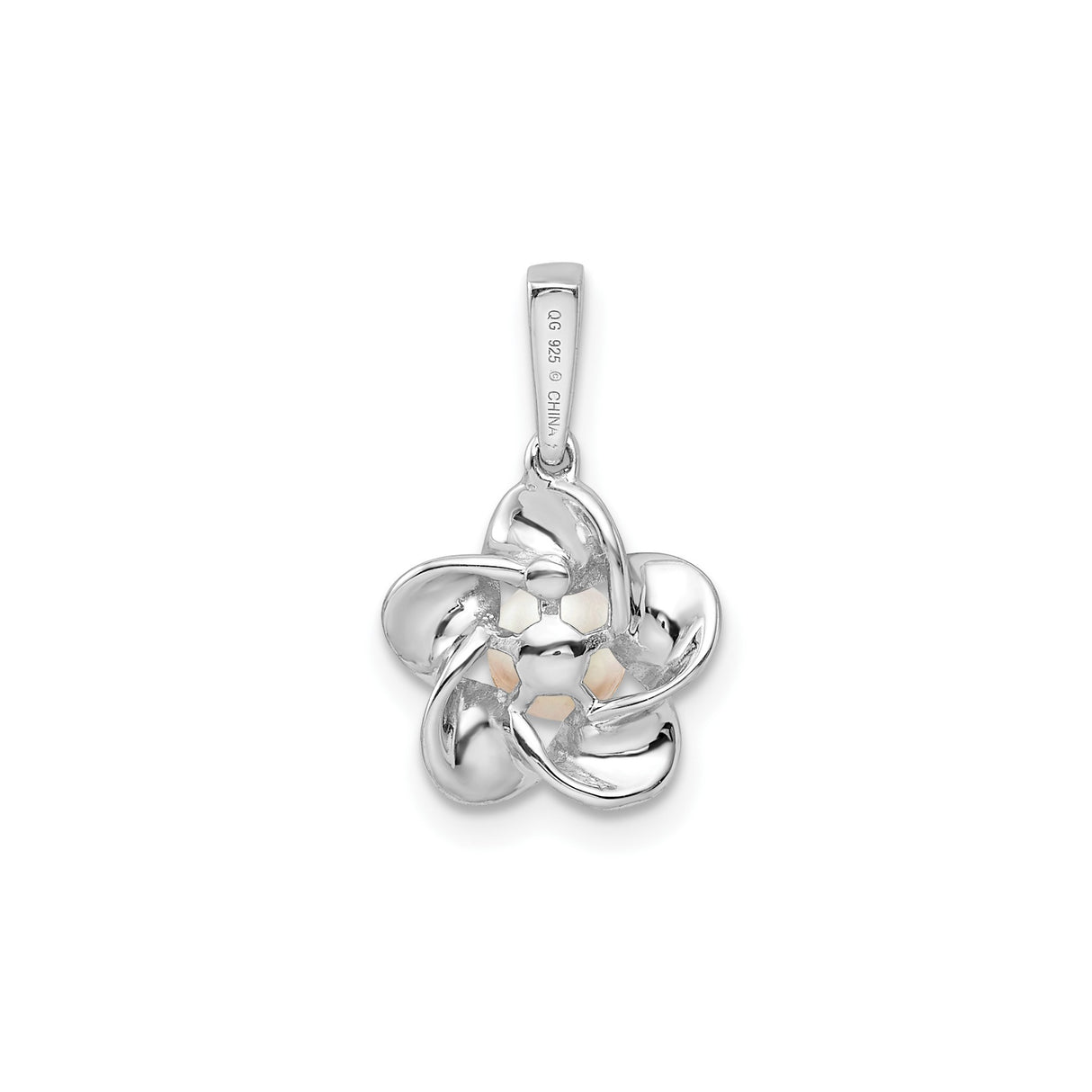 Floral FWC Pearl Charm Pendant in Real 925 Sterling Silver