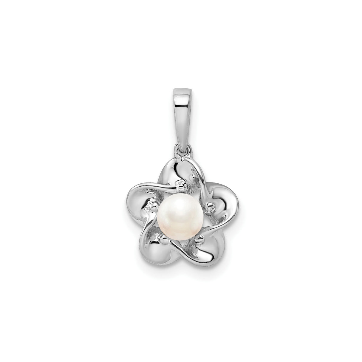 Floral FWC Pearl Charm Pendant in Real 925 Sterling Silver