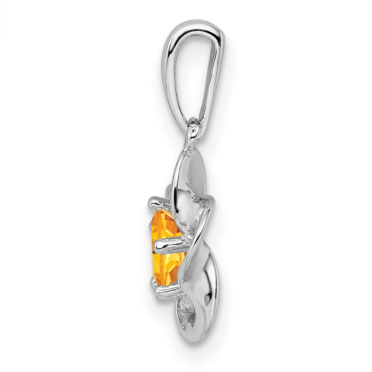 Floral Citrine Charm Pendant in Real 925 Sterling Silver