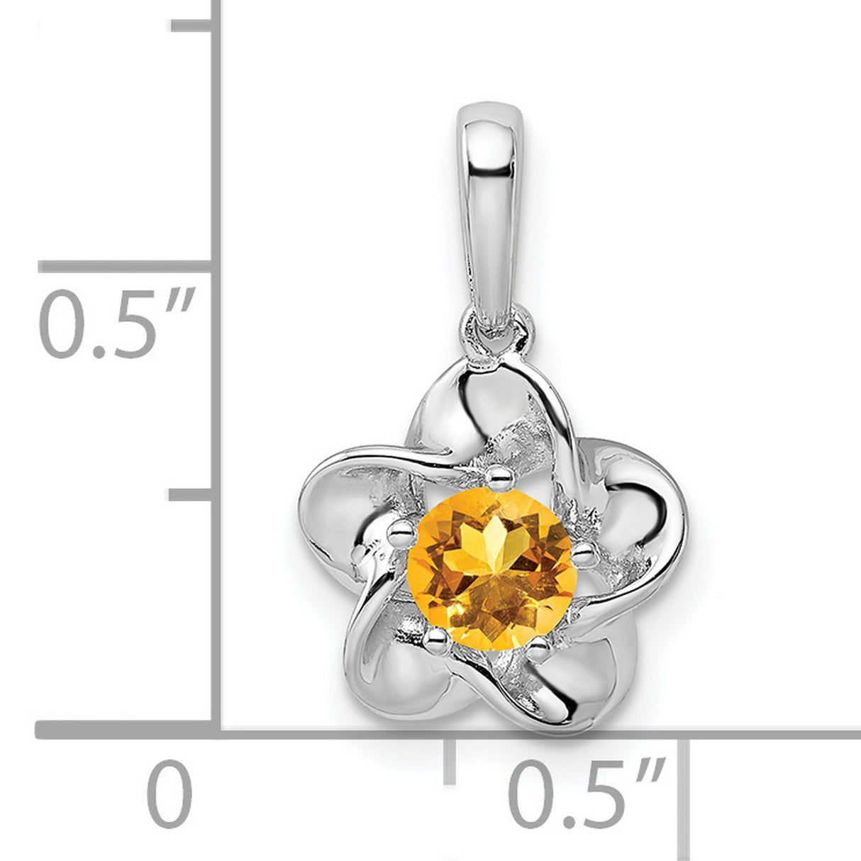 Floral Citrine Charm Pendant in Real 925 Sterling Silver