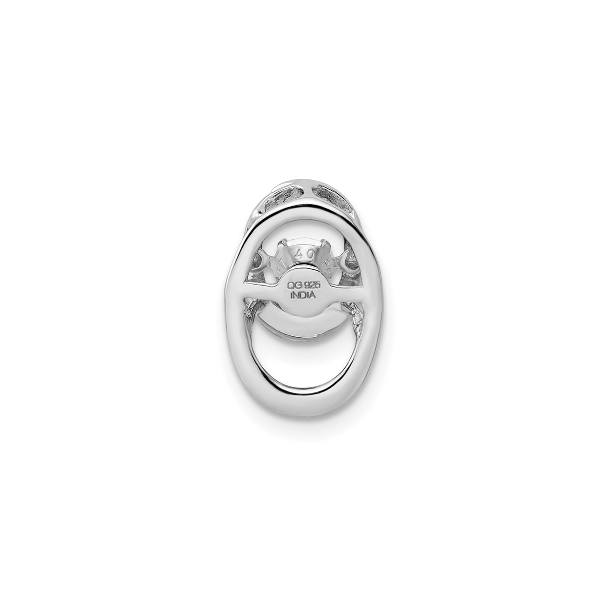 Sterling Silver Oval Pendant with Cubic Zirconia Center, Modern Minimalist Design for Women