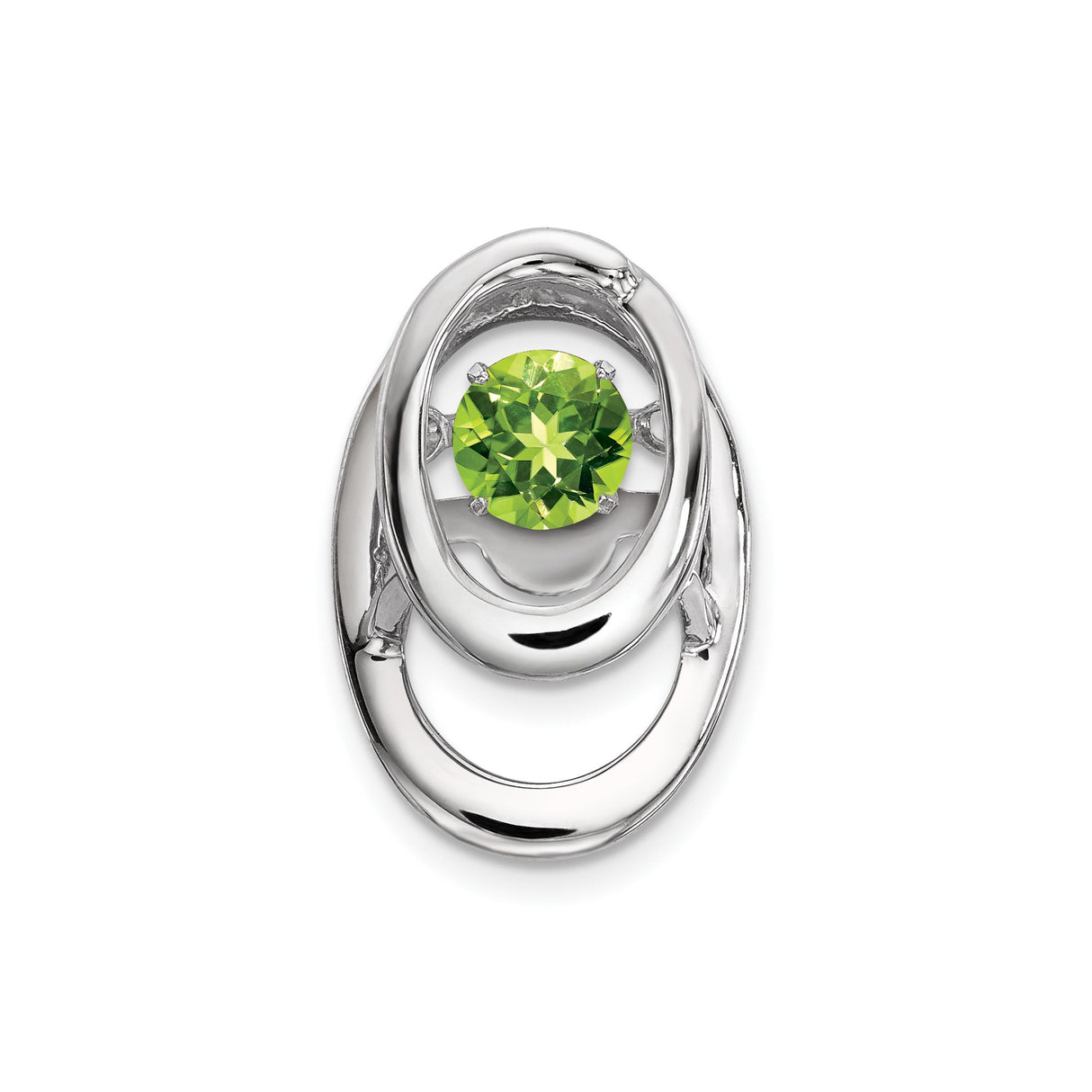 Sterling Silver Pendant with Peridot in Overlapping Oval Design, August Birthstone Jewelry for Women