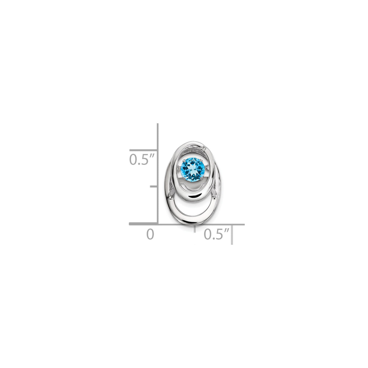 Sterling Silver Pendant with Swiss Blue Topaz, Double Oval Design, Modern Abstract Style