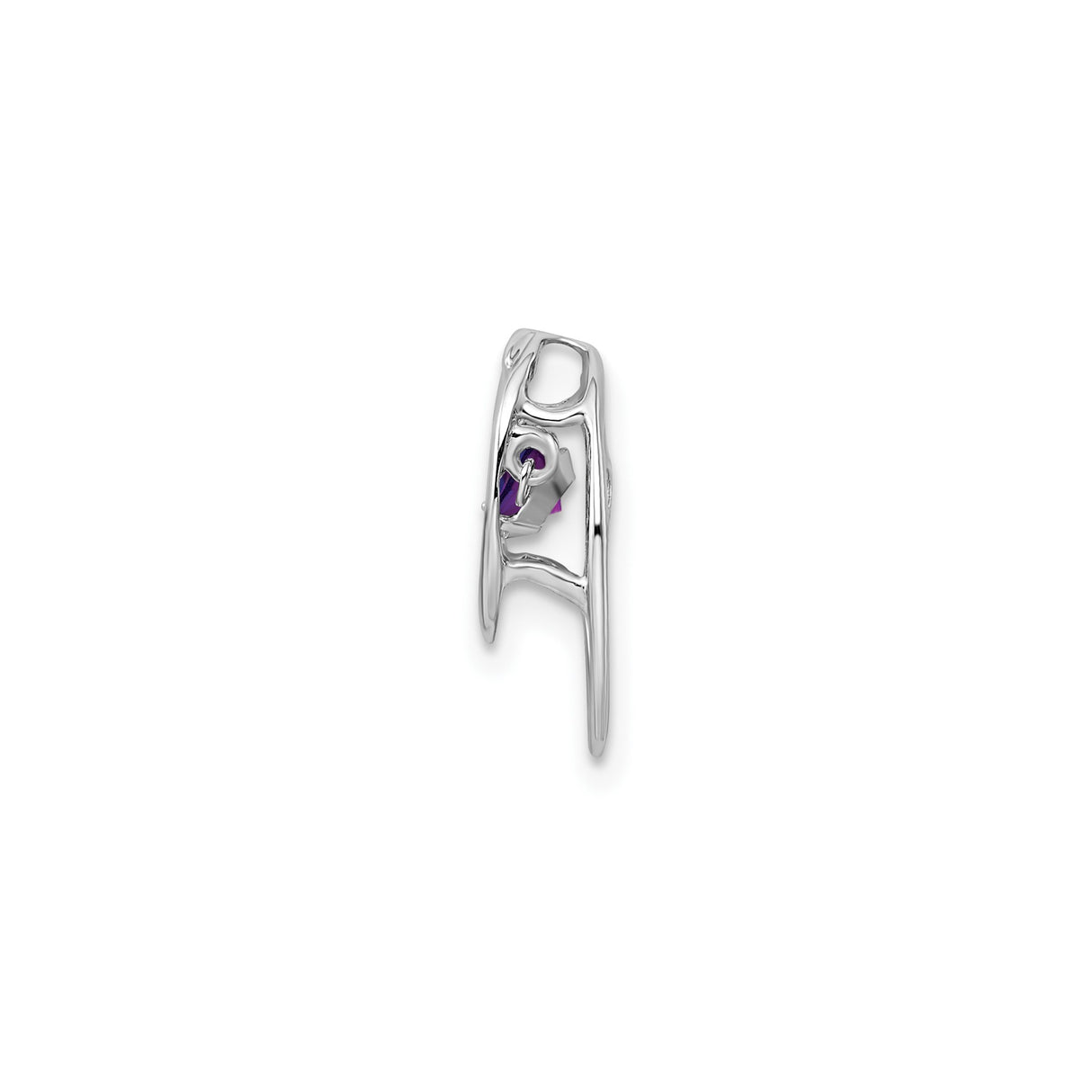 Sterling Silver Amethyst Pendant with Oval Loop Design, Minimalist February Birthstone Jewelry