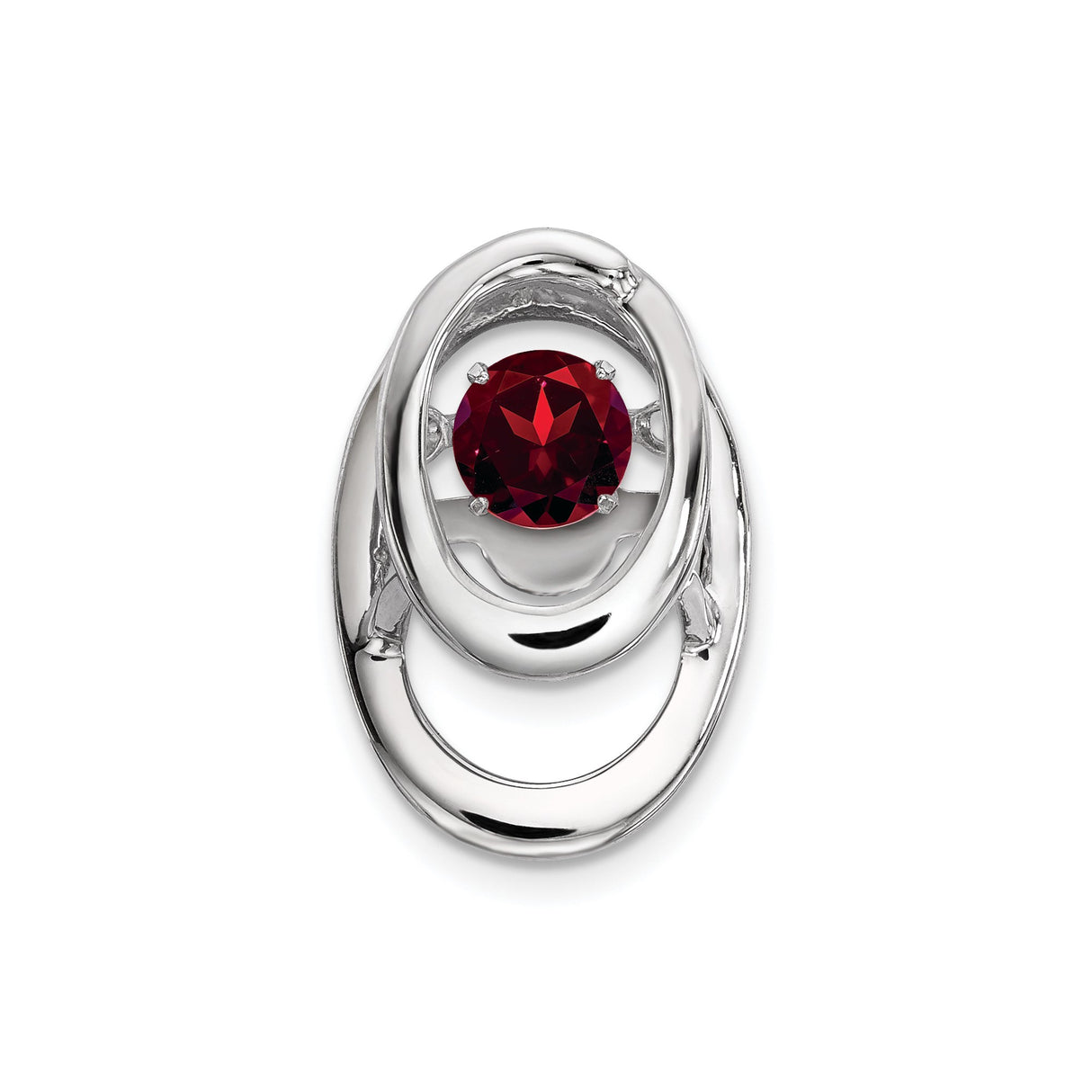 Sterling Silver Garnet Pendant with Interlocking Oval Loops, Modern Abstract Design for Women