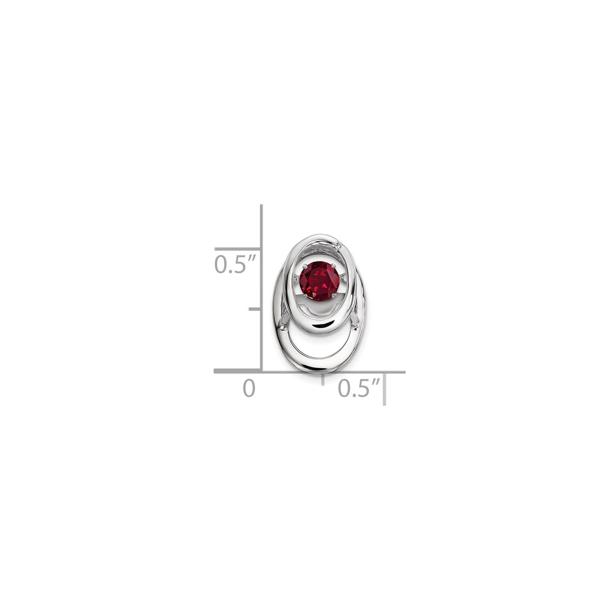 Sterling Silver Pendant with Ruby Gemstone, Overlapping Oval Design for Women
