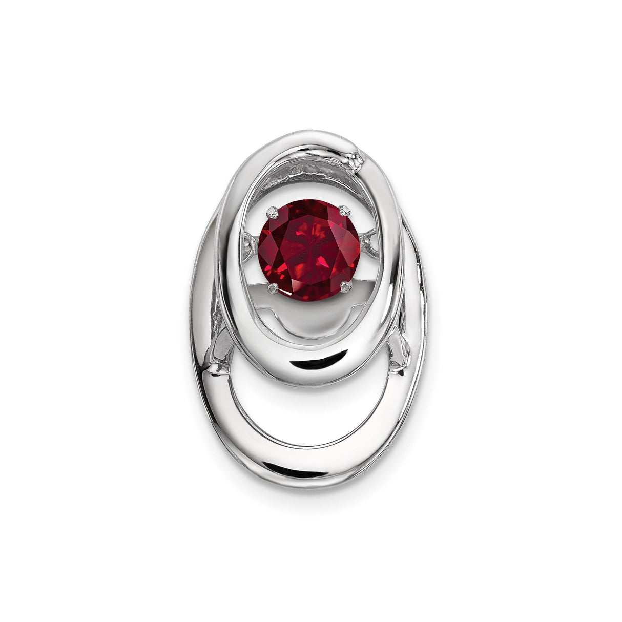 Sterling Silver Pendant with Ruby Gemstone, Overlapping Oval Design for Women