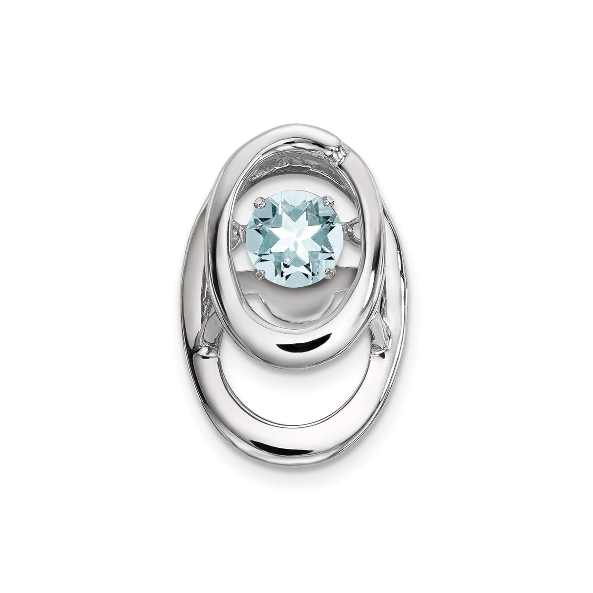 Sterling Silver Pendant with Oval Aquamarine, Modern Minimalist Design for Women