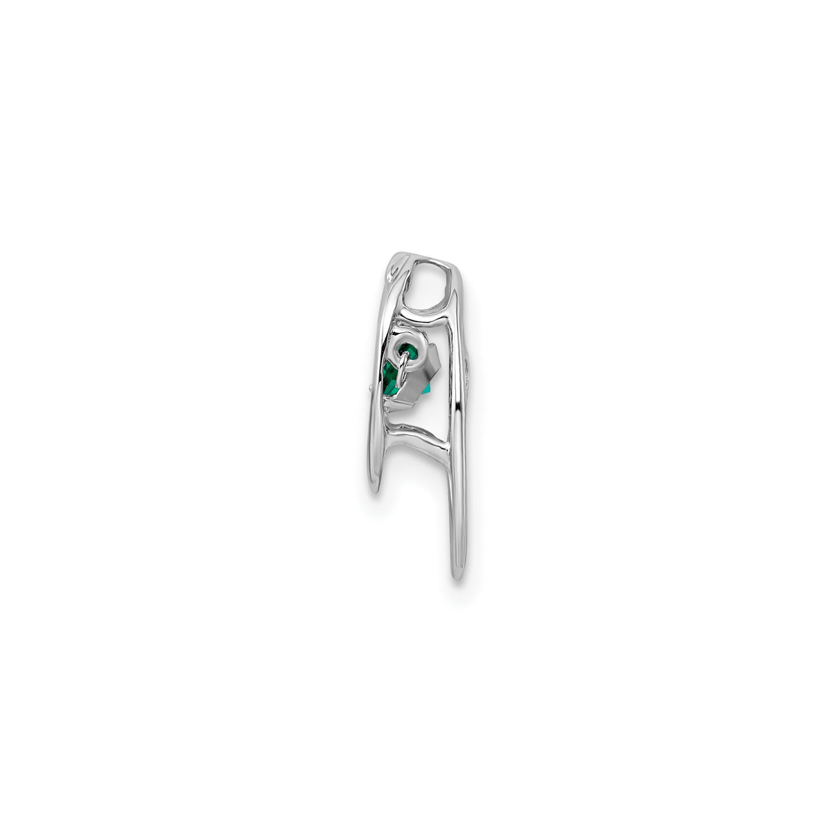 Sterling Silver Pendant with Emerald, Modern Double Oval Design for Women