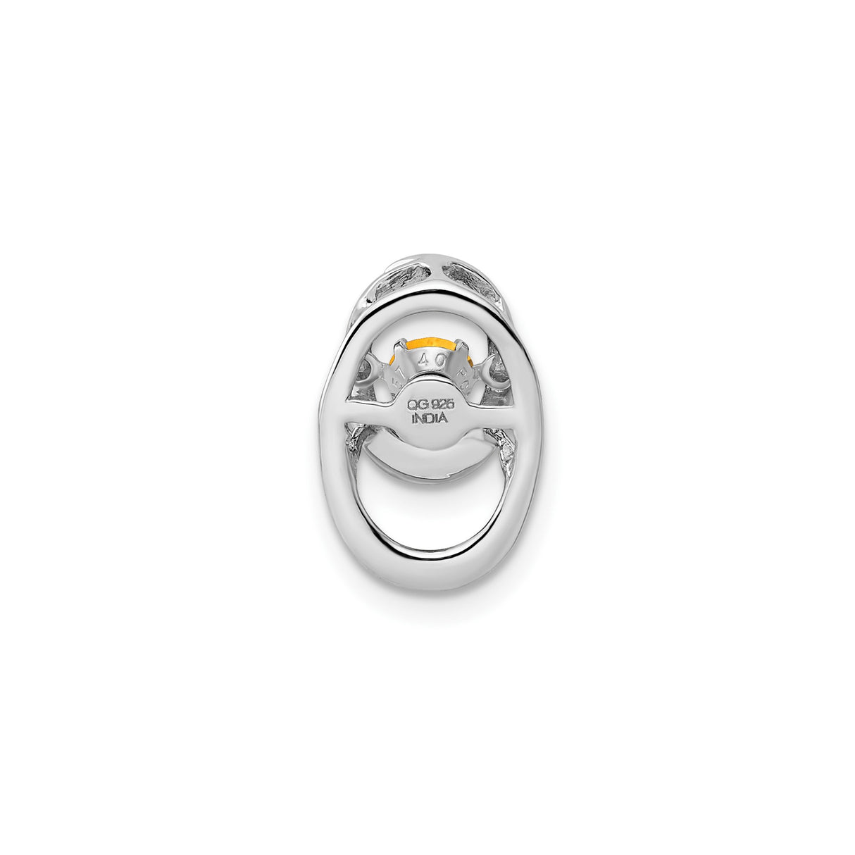 Sterling Silver Citrine Pendant with Oval Gemstone and Double Loop Design