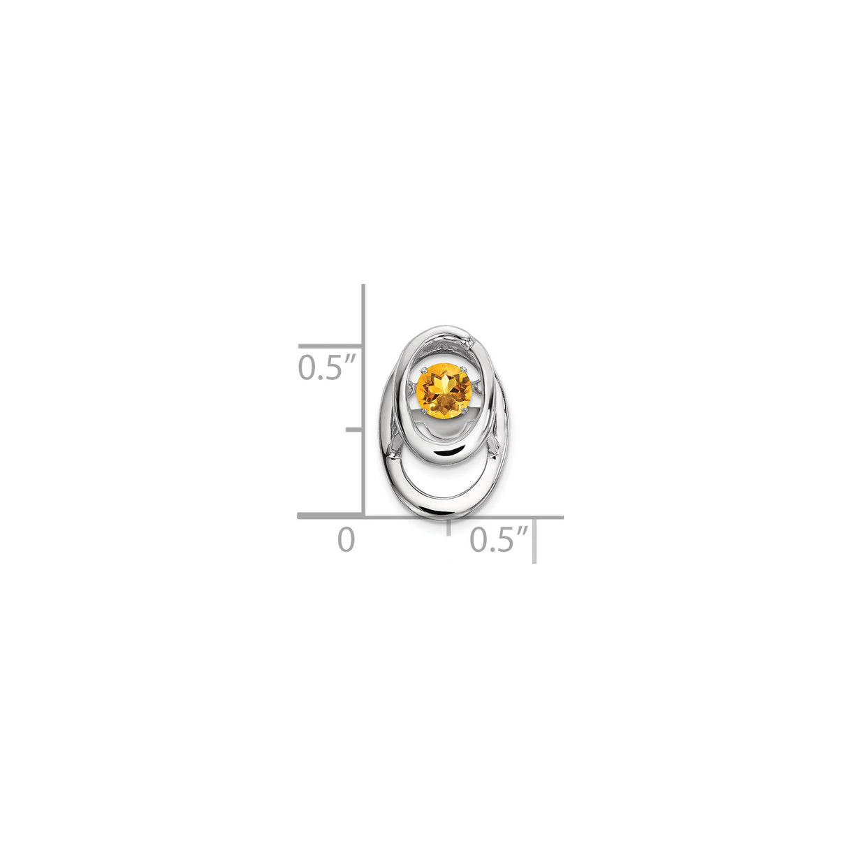 Sterling Silver Citrine Pendant with Oval Gemstone and Double Loop Design