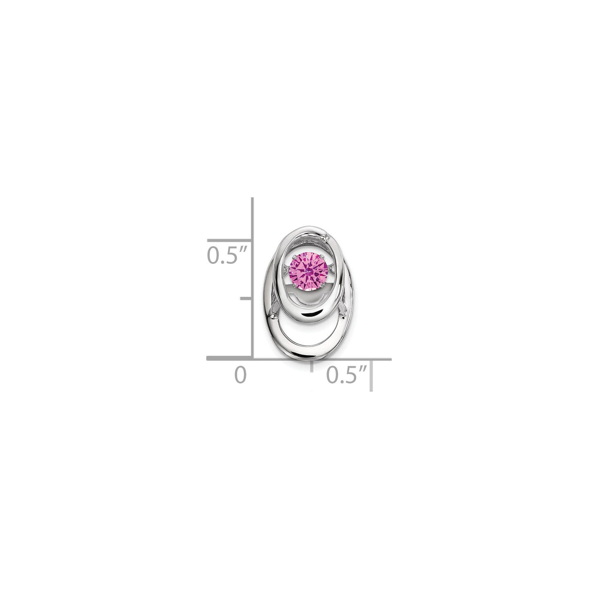 Sterling Silver Oval Pendant with Pink Cubic Zirconia, Abstract Minimalist Design