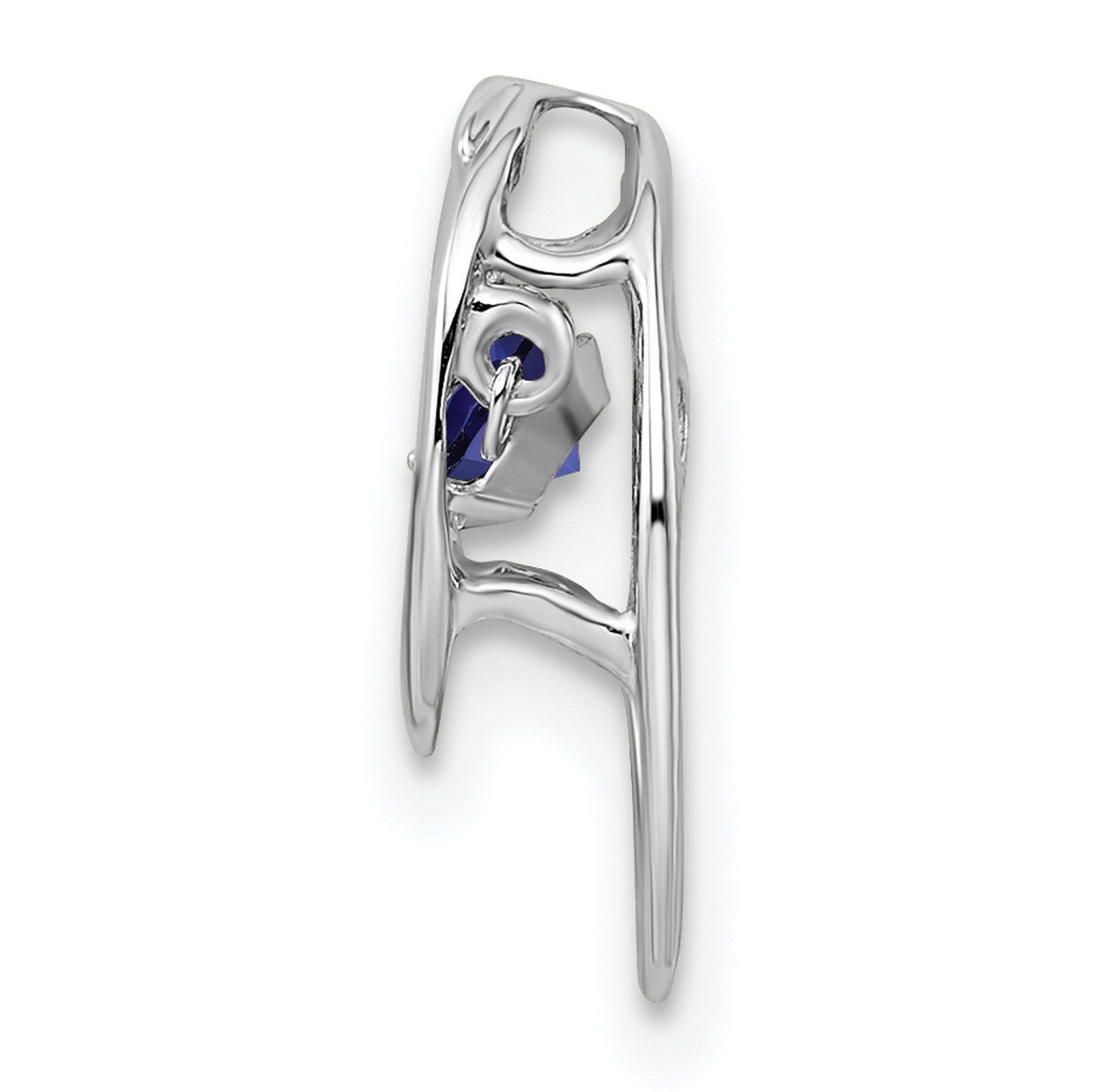 Sterling Silver Pendant with Lab Created Sapphire in Double Oval Loop Design