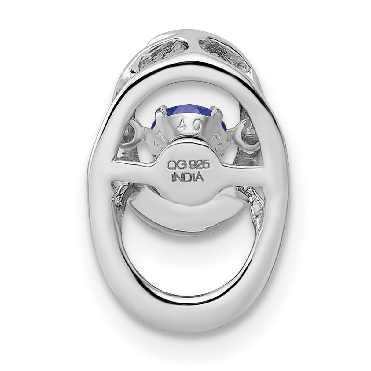 Sterling Silver Pendant with Lab Created Sapphire in Double Oval Loop Design