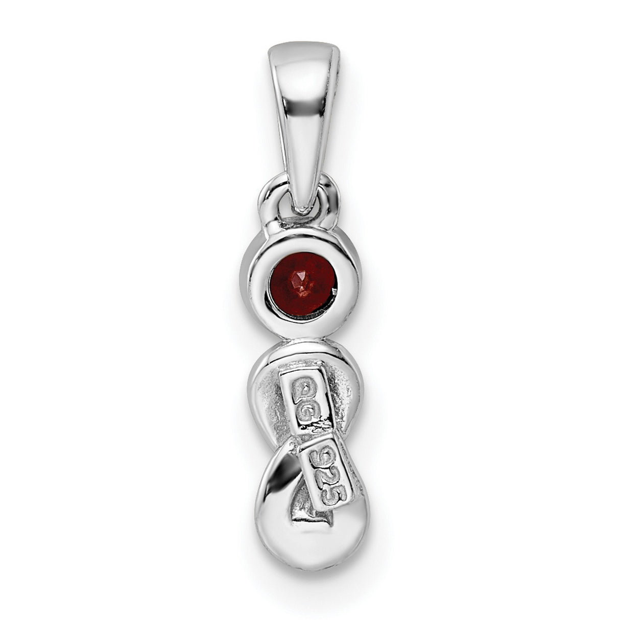 Sterling Silver Goddess Pendant with Garnet, Abstract Feminine Figure, Pagan Spiritual Jewelry