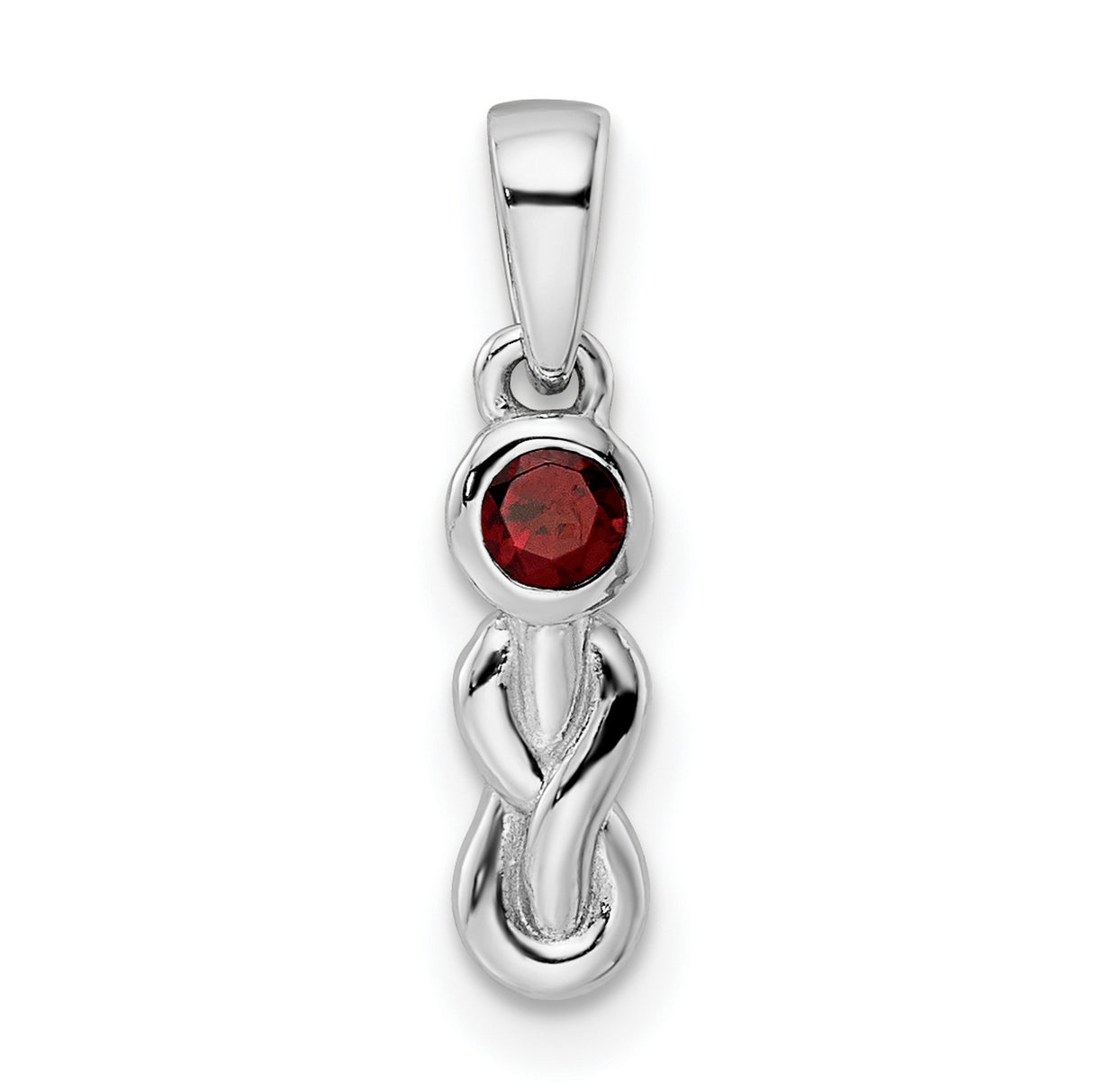 Sterling Silver Goddess Pendant with Garnet, Abstract Feminine Figure, Pagan Spiritual Jewelry