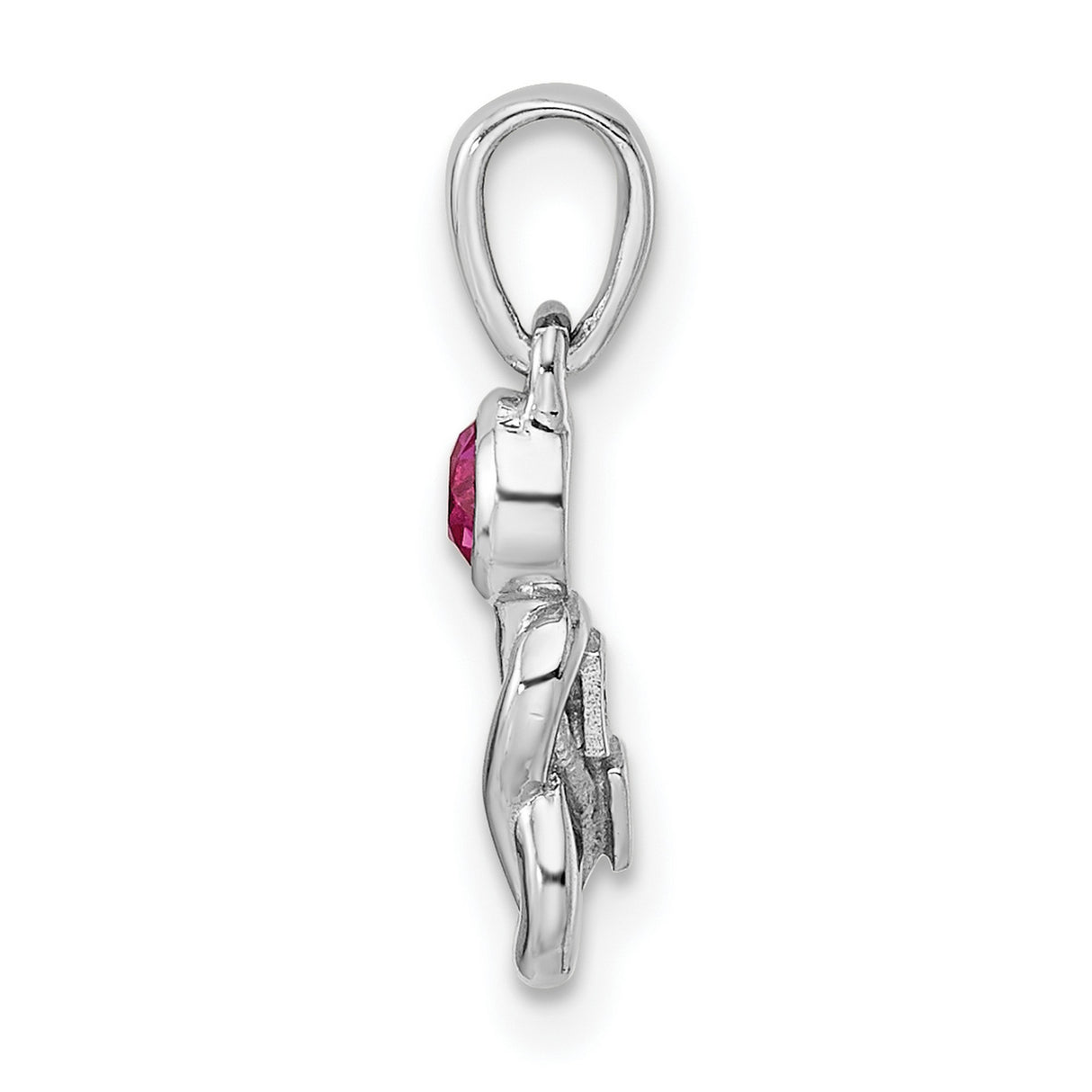Sterling Silver Goddess Pendant with Lab Created Ruby, Pagan Fertility Charm for Women