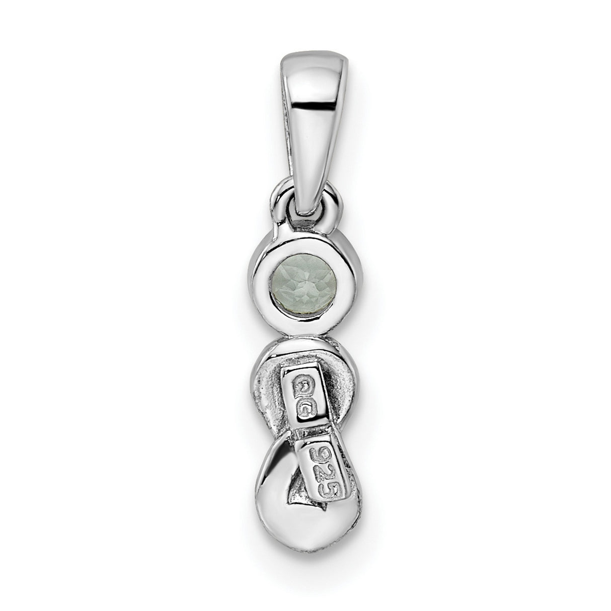 Sterling Silver Infinity Pendant with Aquamarine and Twisting Knot Design