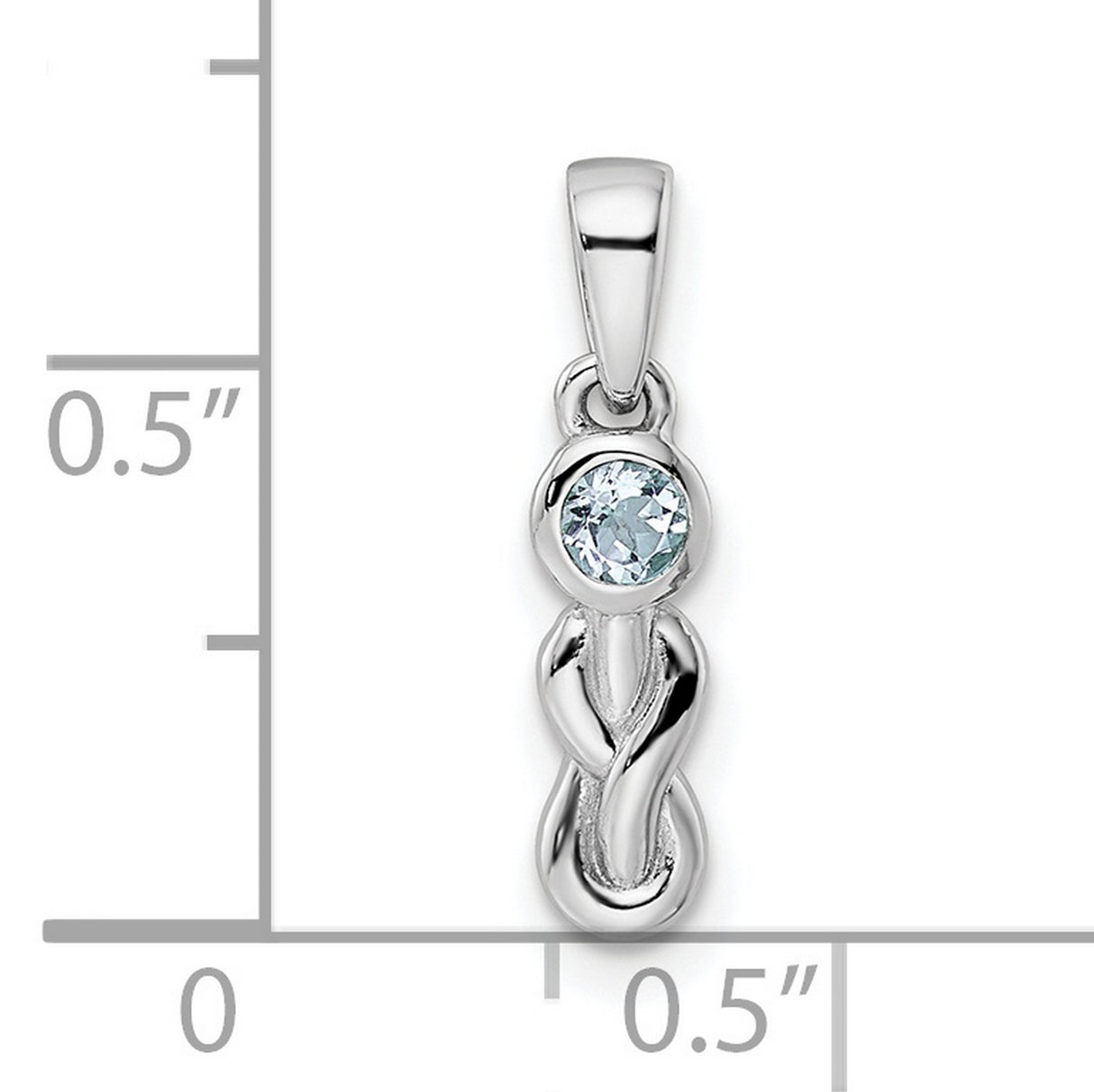Sterling Silver Infinity Pendant with Aquamarine and Twisting Knot Design
