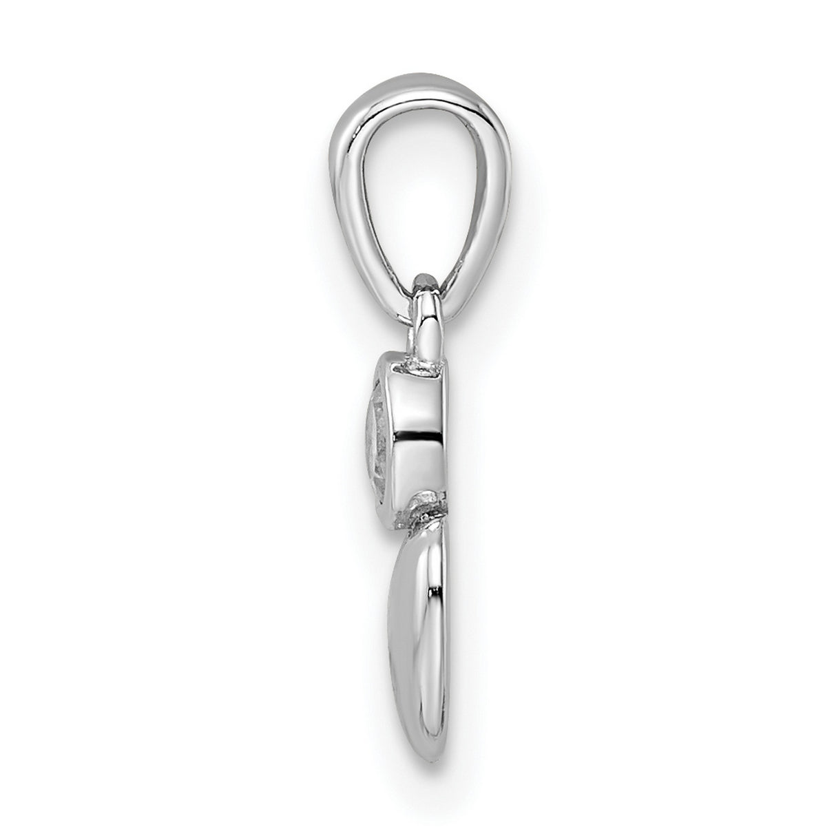 Sterling Silver Heart Pendant with White Topaz, Polished Love Symbol Jewelry for Women