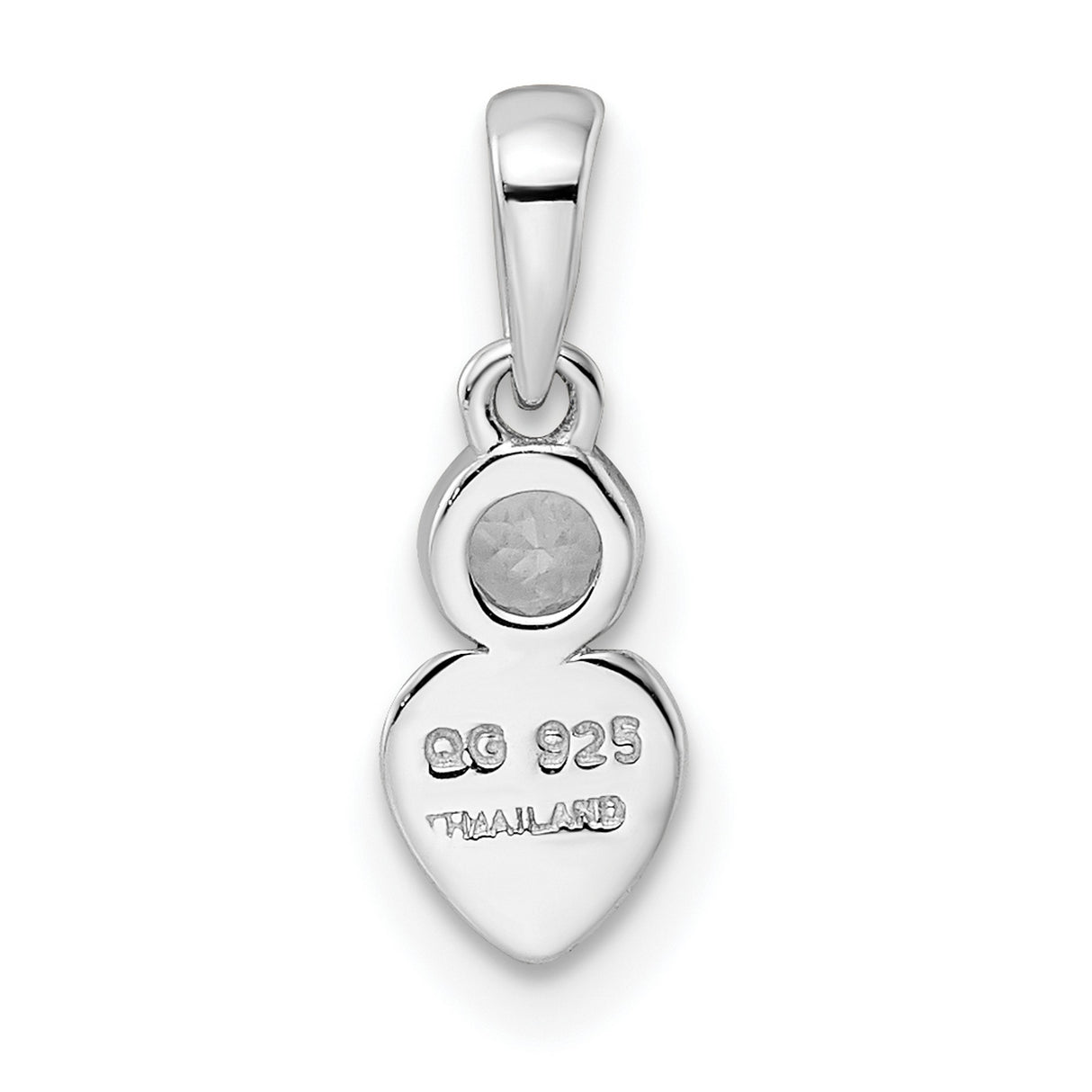 Sterling Silver Heart Pendant with White Topaz, Polished Love Symbol Jewelry for Women