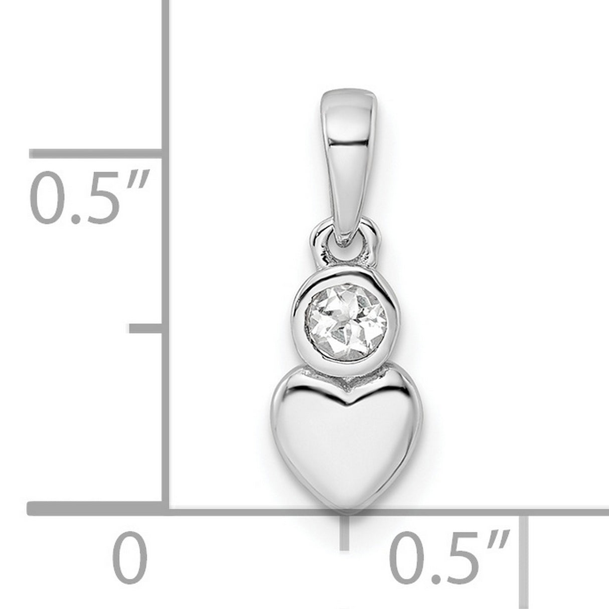 Sterling Silver Heart Pendant with White Topaz, Polished Love Symbol Jewelry for Women