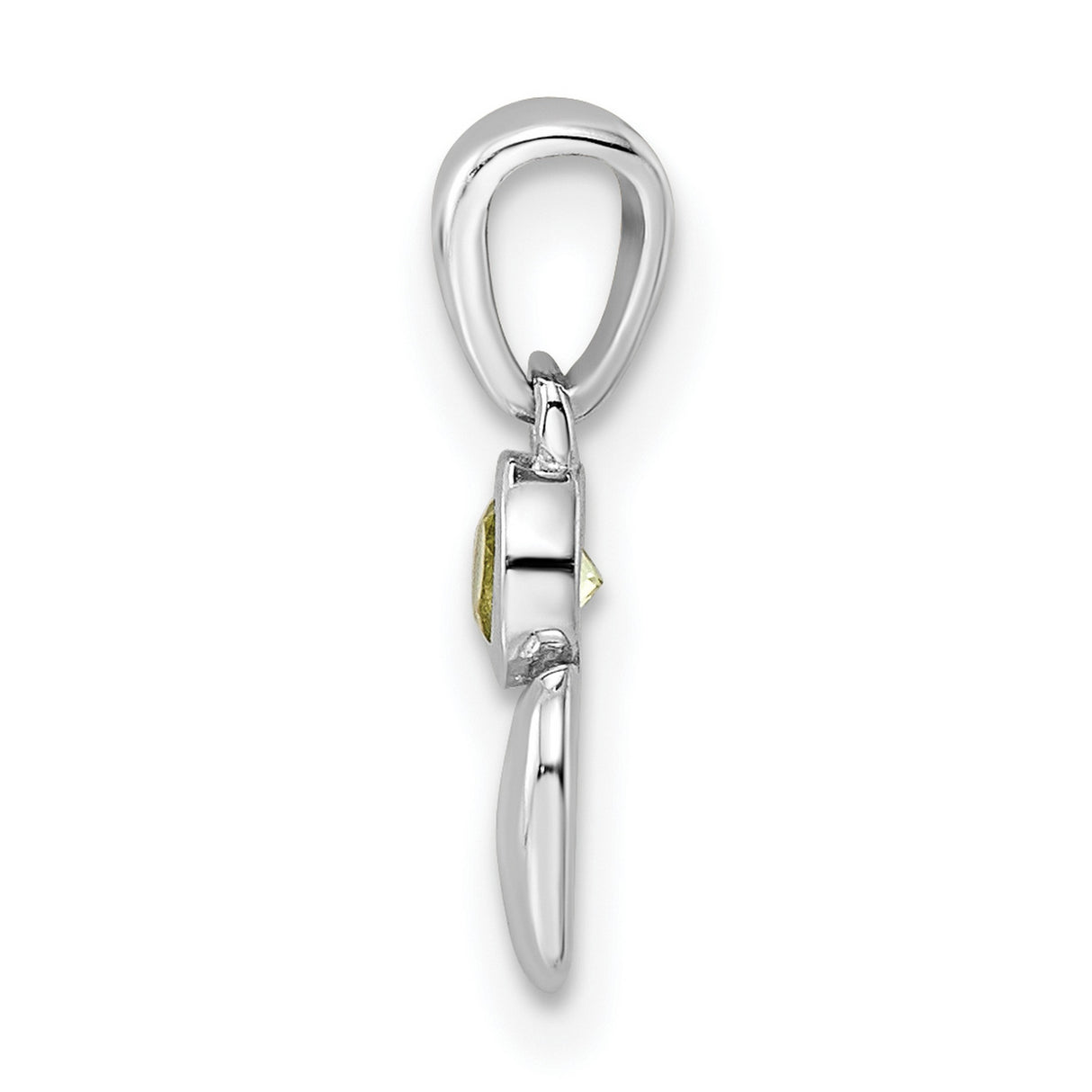 Sterling Silver Heart Pendant with Peridot, Polished Romantic Minimalist Jewelry for Women