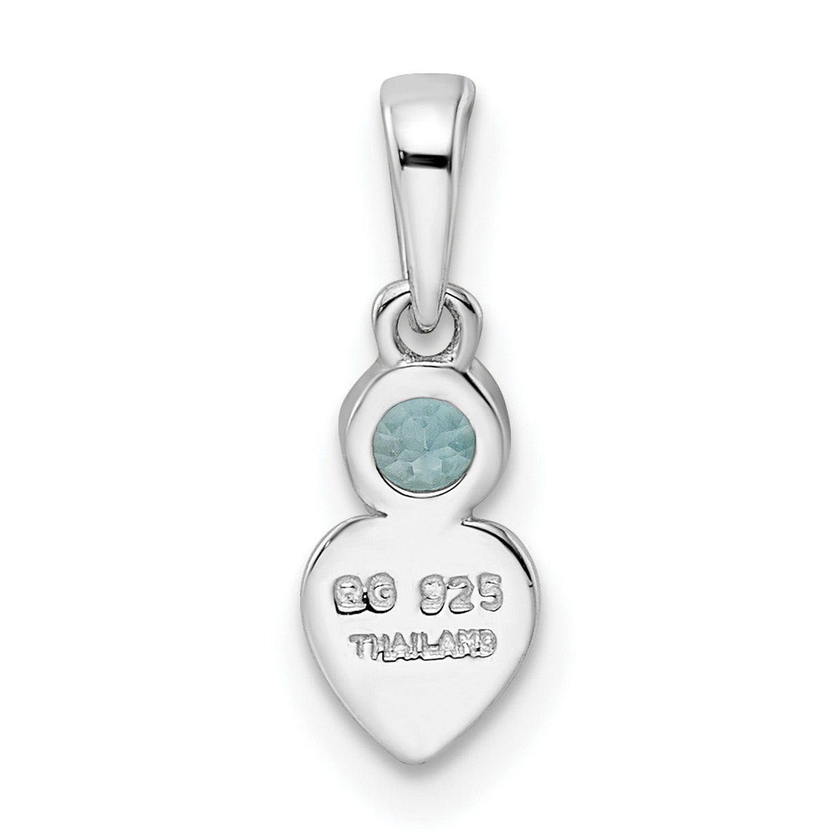 Sterling Silver Heart Pendant with Sky Blue Topaz, Polished Minimalist Jewelry for Women