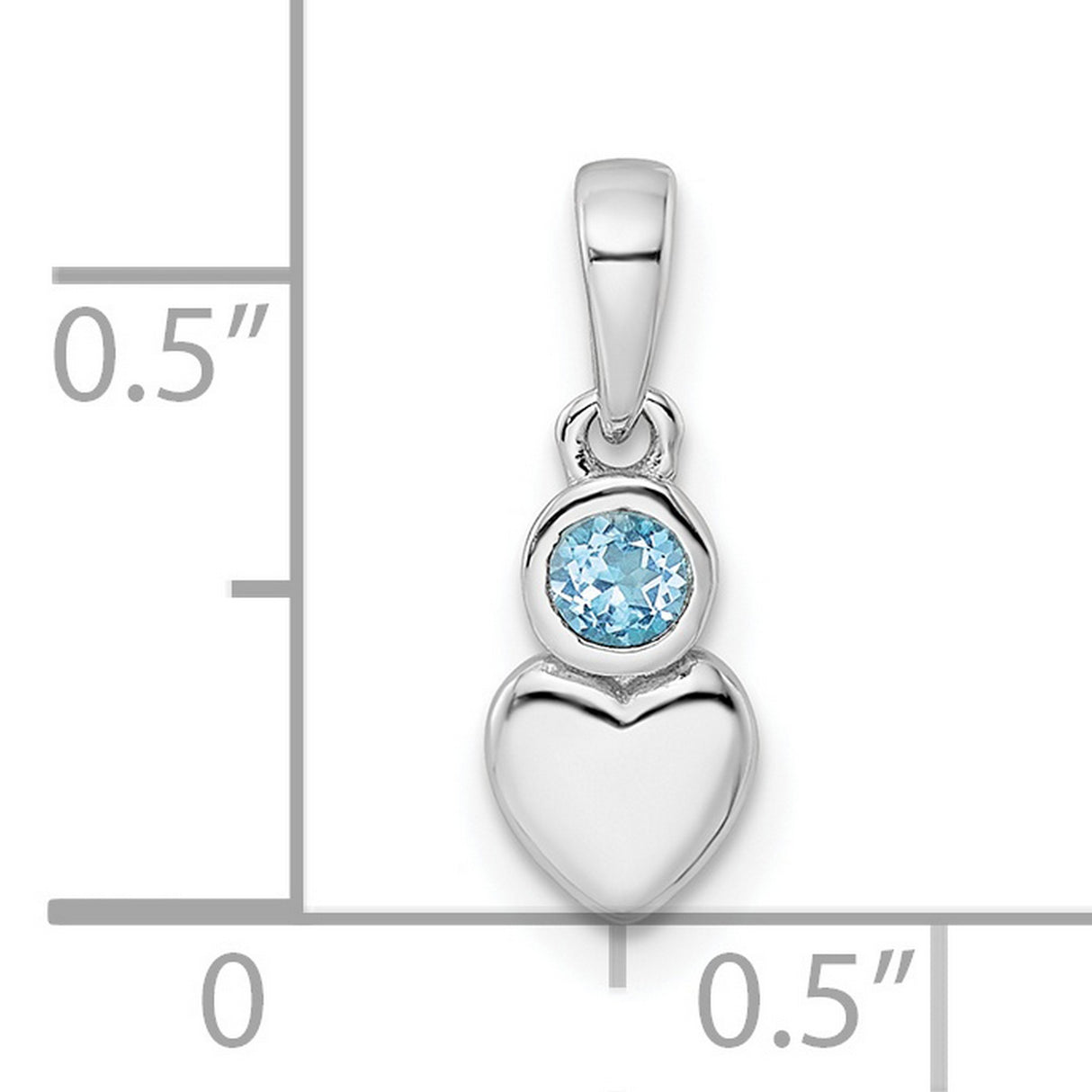 Sterling Silver Heart Pendant with Sky Blue Topaz, Polished Minimalist Jewelry for Women