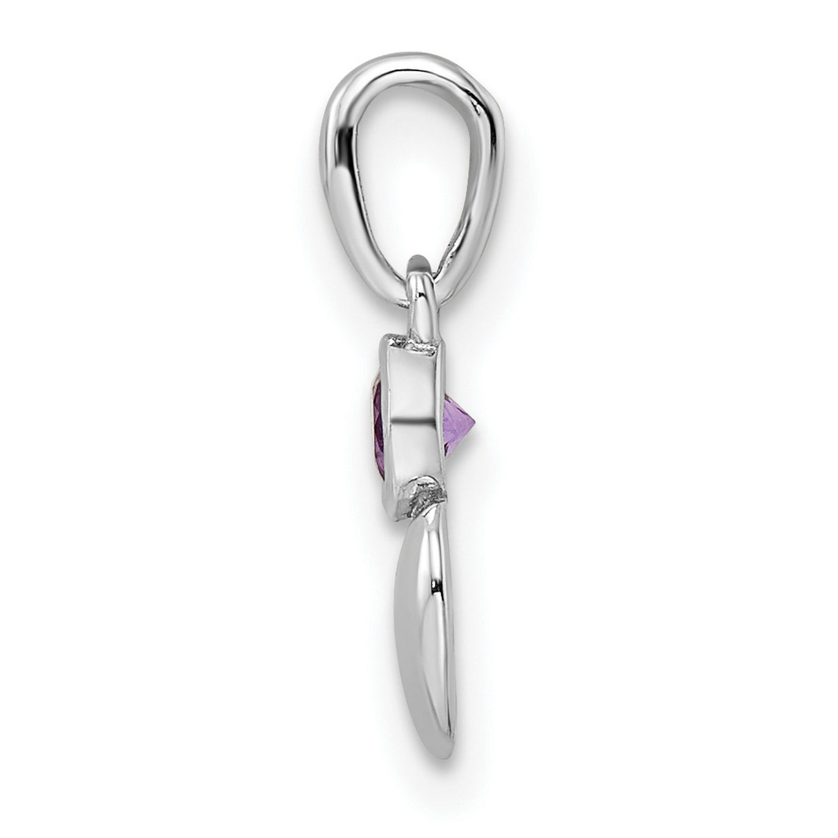 Sterling Silver Heart Pendant with Amethyst Gemstone, Romantic and Minimalist Design