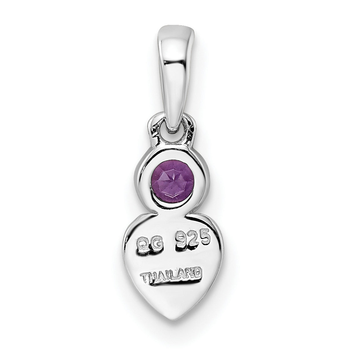 Sterling Silver Heart Pendant with Amethyst Gemstone, Romantic and Minimalist Design