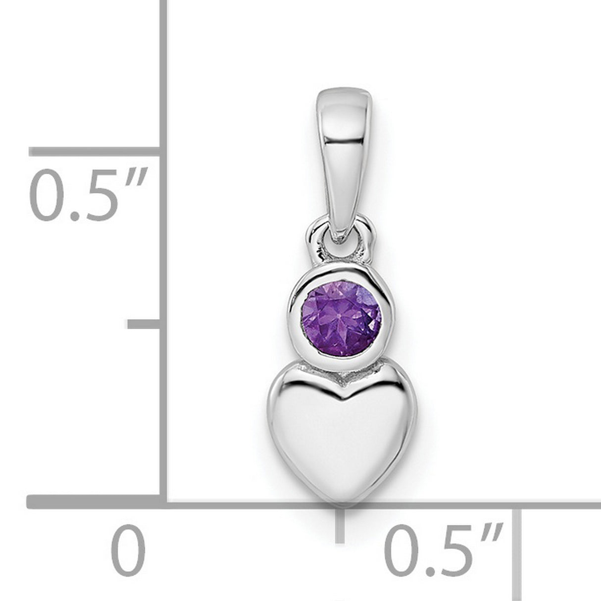 Sterling Silver Heart Pendant with Amethyst Gemstone, Romantic and Minimalist Design