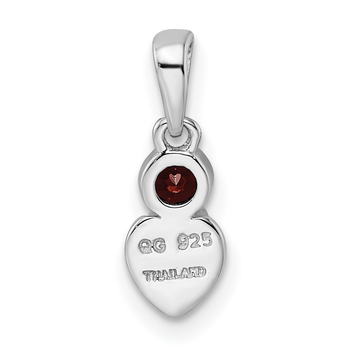 Sterling Silver Heart Pendant with Garnet Accent, Romantic Love Jewelry for Women