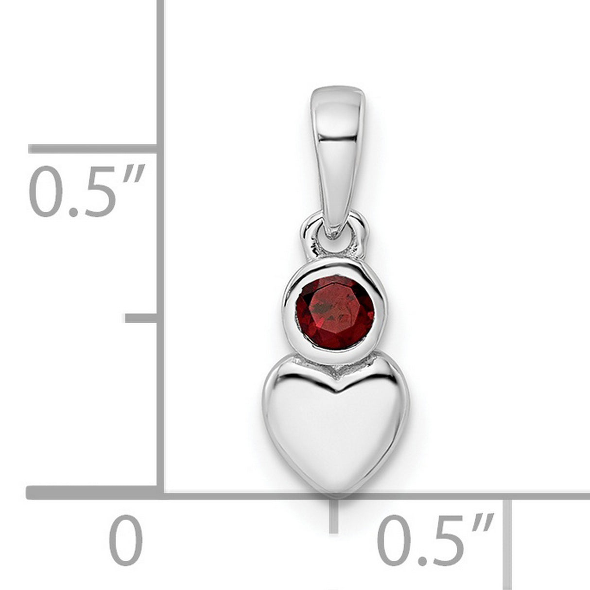 Sterling Silver Heart Pendant with Garnet Accent, Romantic Love Jewelry for Women