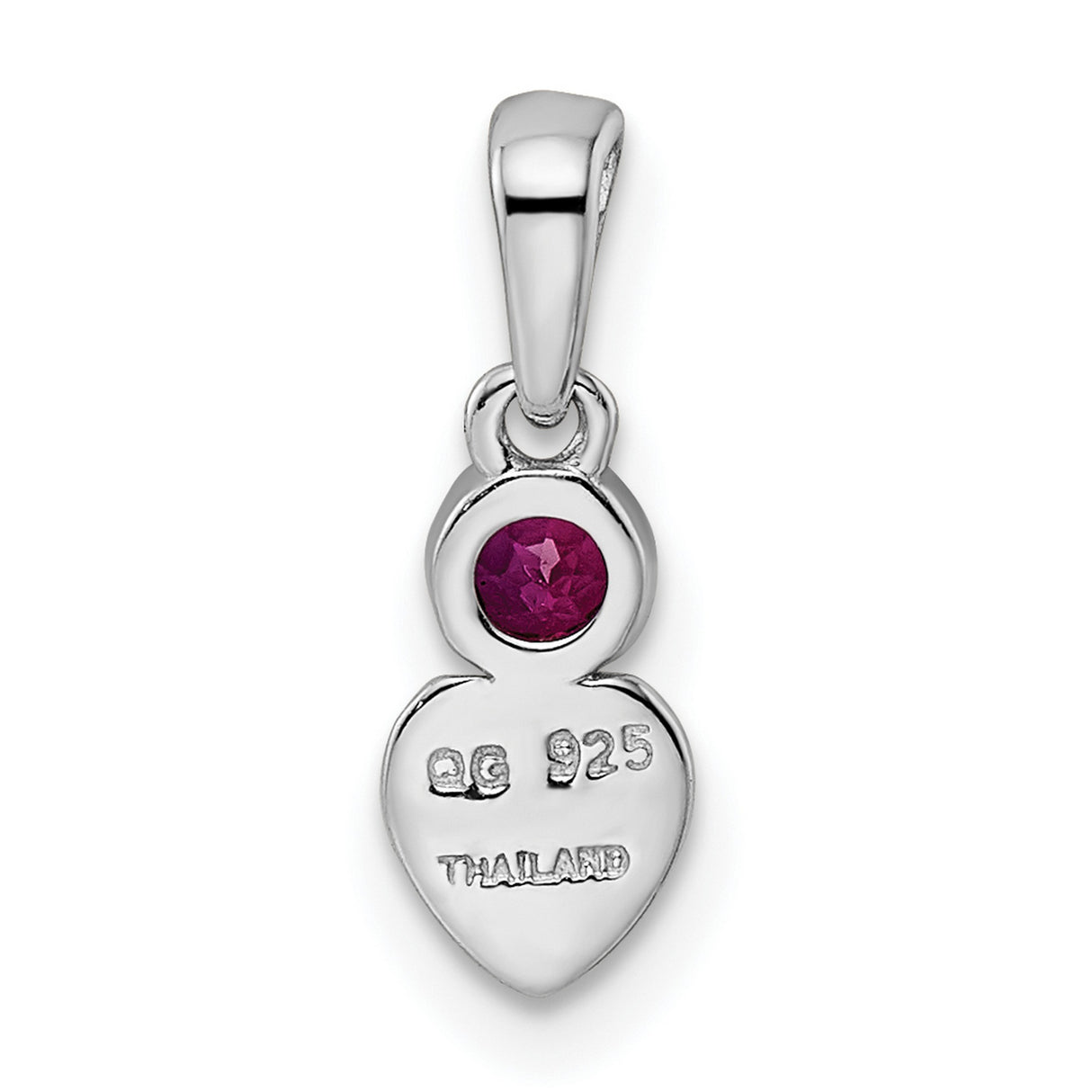 Sterling Silver Heart Pendant with Lab Created Ruby, Romantic Jewelry for Women