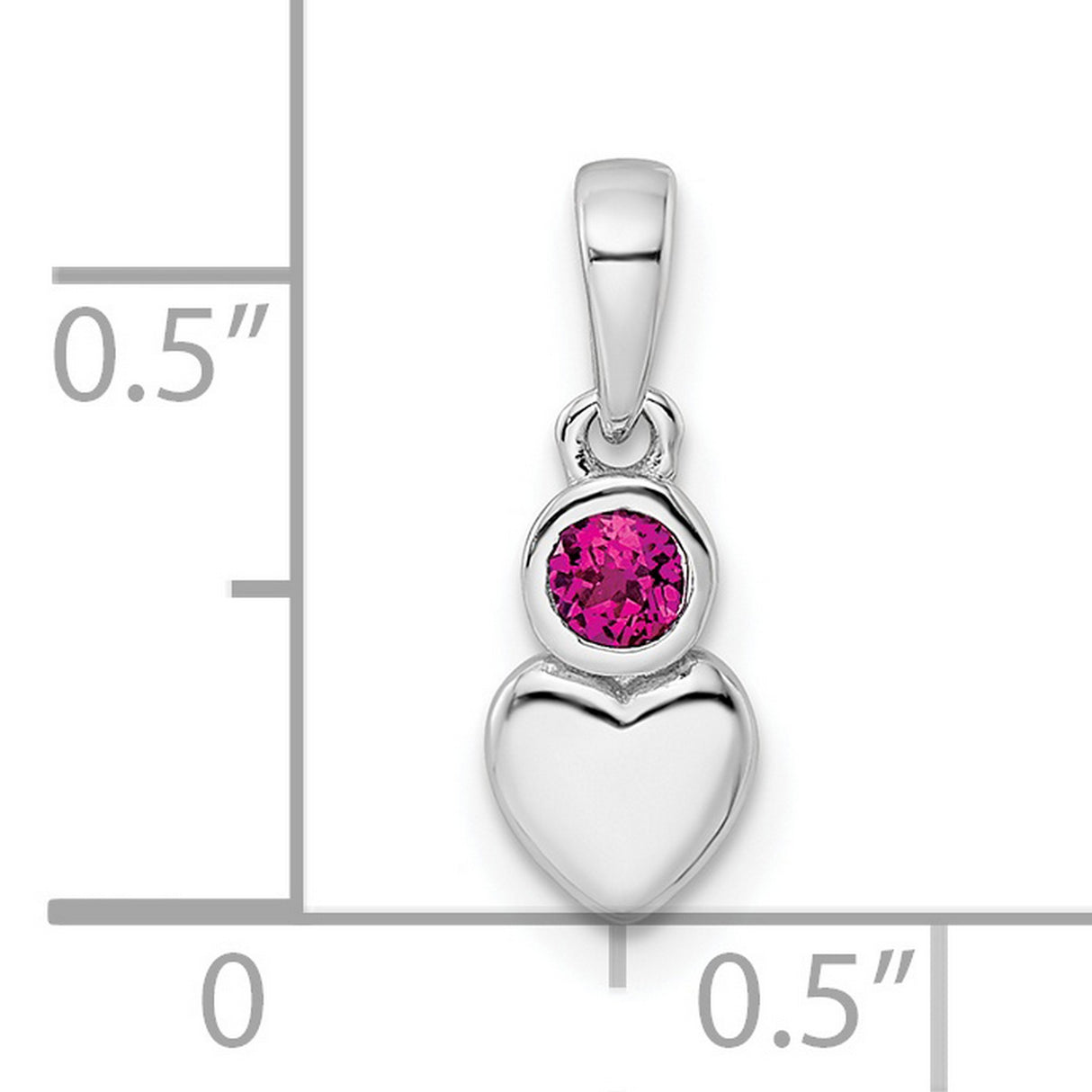 Sterling Silver Heart Pendant with Lab Created Ruby, Romantic Jewelry for Women